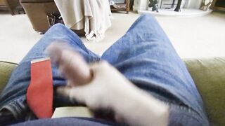 Masturbating in my jeans, people expected home any second, alomst caught