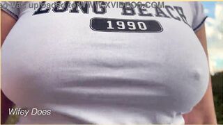 mother I'd like to fuck has no brassiere in public exhibitionist dare