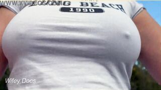 mother I'd like to fuck has no brassiere in public exhibitionist dare