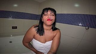 Wicked beauty at the motel: Masturbation in the bathtub and smokin'.