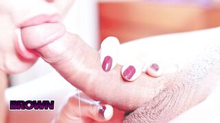 That babe sucks my jock up close until I cum in her throat