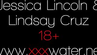 Jessica and Lindsay naked swimming in the pool