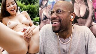 Petite Transgender Penis Gal Blows Her Cum Load All Over Her Body As Cum Leaks Down Her Constricted Shaved Twat, AI Generated