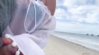 Cumshot in front of everybody. This babe refused to stop until I cum.