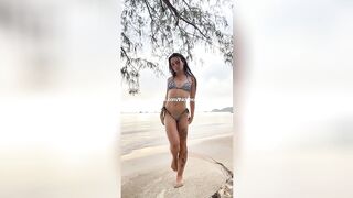 Constricted Booty Teen Groans as Twat Gets Destroyed On The Beach