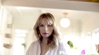 Astonishing chick posed and showed large breasts and marvelous natural body