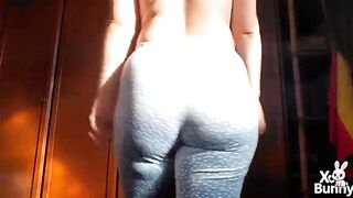 Large butt romanian farting in walking in fresh blue pajamas velvet panties