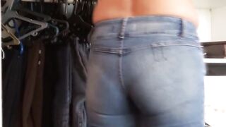 I film my stepmom getting clothed, I show her my very hard schlong and this babe smiles