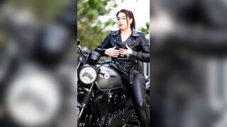 Bike cuties flashing their melons on the street [AI]