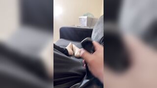 Latex Sheath Dong cum & Latex toe socks footplay