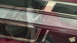 A sophisticated underware-clad woman and her chauffeur are close companions engaged in anal activities in the trunk.