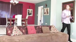 Cheating wife bangs her ebony lover in the bedroom when her spouse catches 'em
