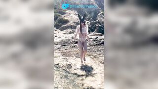 My charming eighteen y.o. step sis flashes her breasts. 1st time on public beach