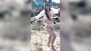 My charming eighteen y.o. step sis flashes her breasts. 1st time on public beach