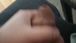 Upright view and on my own with half flaccid weenie jerking off