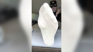 Oh my thrall, come to the edge of my couch and test of my smelly and perspired nylon pedsocks