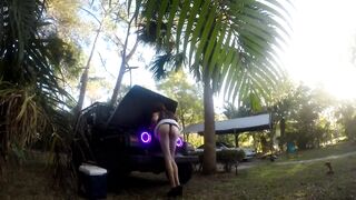 Sissy Wench Twerking and Toying Outdoors
