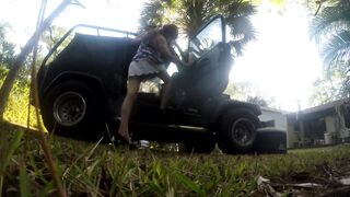 Sissy Wench Twerking and Toying Outdoors