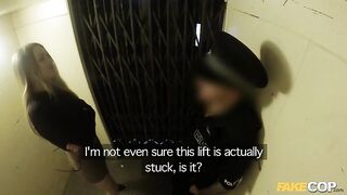 Elevator sex with a uniformed copper and UK golden-haired - Fake Cop