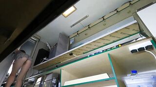 I just hope that this super sexy and dumb hostess won't ever discover this candid camera - upskirt pov