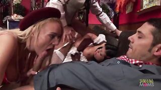 Allies not fast gather around at the restaurant. But instead of enjoying a meal jointly, they get down on every other in a hardcore fashion. The milfs, 2 blonds, and a brunette hair take shlong unfathomable inside.