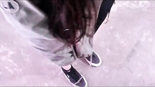 This babe takes off her moist pants in public and gives me a agreeable fellatio.