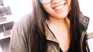 This babe takes off her moist pants in public and gives me a agreeable fellatio.