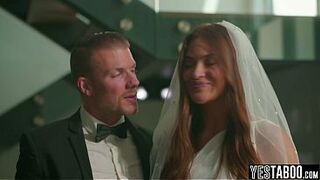 Breasty Latin chick bride girl gets her bushy cunt pounded in public by the groom