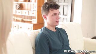 Teen Brit Blair accedes to give her stepbro oral-sex in swap for chores.The tiny stepsis disrobes undressed teases him previous to deepthroating his large schlong