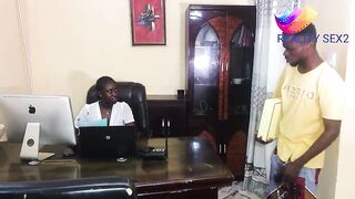 THE DELIVERY CHAP WAS PAID IN KIND BY THE SKINNY BLACK FEMALE BOSS