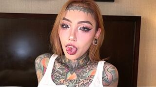 Tattooed Split Tongue Oriental Baddie Jesse Is a Tractable Whore