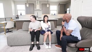 Cuck Watches BBC Flood His Cutie's Vagina With Cum