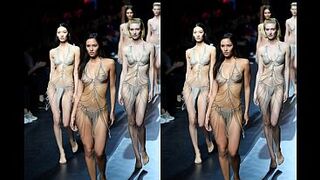 AI fashion show in CG on a runway VR goggles required