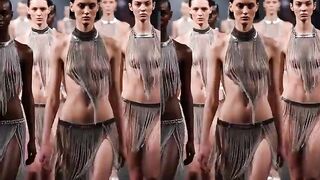 AI fashion show in CG on a runway VR goggles required