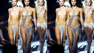 AI fashion show in CG on a runway VR goggles required