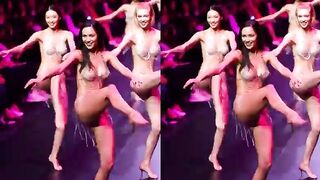 AI fashion show in CG on a runway VR goggles required