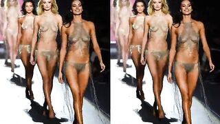 AI fashion show in CG on a runway VR goggles required