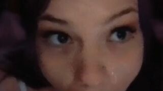 Nasty Sub gets large facial to educate her a lesson