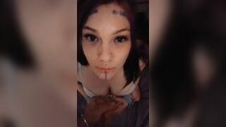 Nasty Sub gets large facial to educate her a lesson