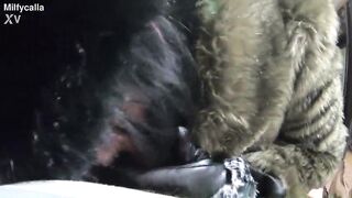 Yiff Surprise POV – Deepthroat, Leather Gloves, Spit and Cum Licking