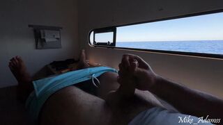 Sea adventure! A gentle pervert jerks off in the cabin during the time that his wife bangs the yacht captain