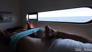 Sea adventure! A gentle pervert jerks off in the cabin during the time that his wife bangs the yacht captain