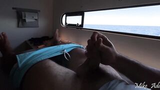 Sea adventure! A gentle pervert jerks off in the cabin during the time that his wife bangs the yacht captain