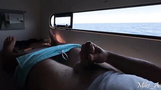 Sea adventure! A gentle pervert jerks off in the cabin during the time that his wife bangs the yacht captain