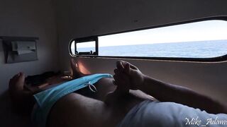 Sea adventure! A gentle pervert jerks off in the cabin during the time that his wife bangs the yacht captain