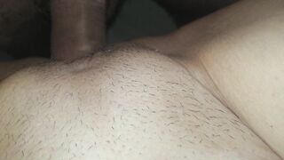 Large cock cums unfathomable inside my girlfriend. All of my cum gets in her twat out of fuck-rubber.