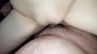 Screwing my girlfriend on the daybed. Cum all over her. Put my knob back in her vagina