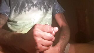 Playing with my large ebony penis