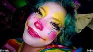 clown hotty gets vagina stapled, booty drilled