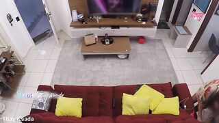 Hawt wife Thay Ksada receiving the delivery and letting him apply cream to her melons.